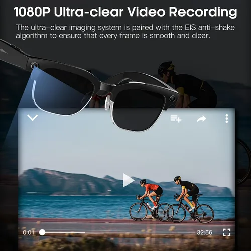 Vista 2 de Yowow BIT Lentes de cámara inteligente AI con cámara HD de 8 MP, fotos 4K y video 1080P, antivibración, llamadas de música y Bluetooth, traducción