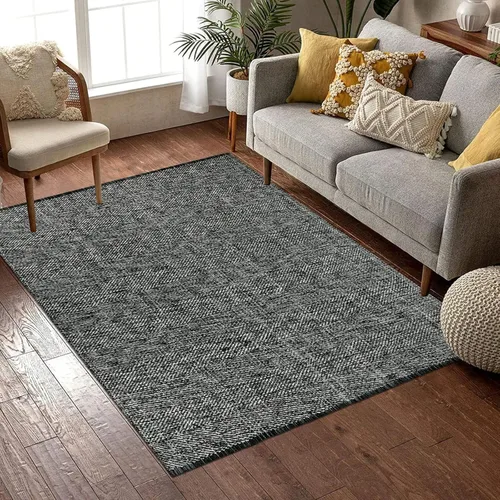 Vista 189 de LEEVAN Alfombra lavable para baño, alfombra tejida negra de 2 x 3 pies para entrada, alfombra de puerta delantera de algodón, alfombras pequeñas