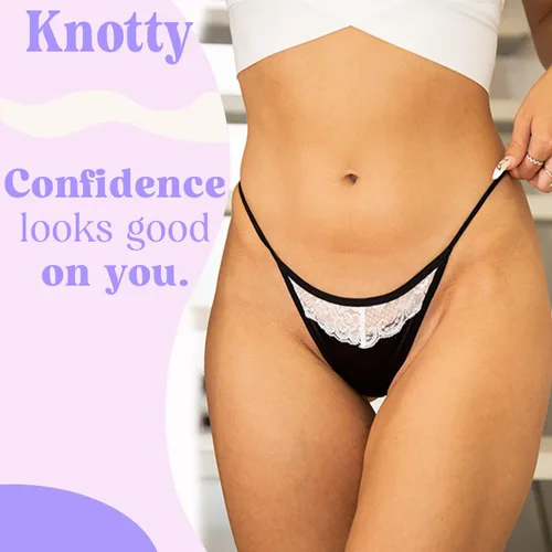Vista 2 de #getknotty Ropa interior anudada - Tanga de tiras paquete de 3 XS