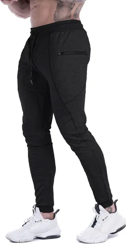 Vista 2 de MAIKANONG Pantalones deportivos ajustados para hombre, pantalones de entrenamiento para gimnasio, correr, atletismo, casual
