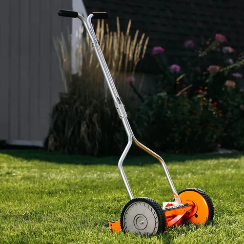 Vista 3 de American Lawn Mower Company 1204-14 Cortacésped de carrete de empuje de 4 hojas de 14 pulgadas, color rojo
