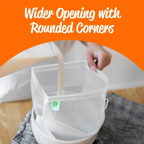Vista 7 de Bolsa para leche de frutos secos de calidad. Grande 12 inx 12 in de grado comercial. Bolsa reutilizable almendra leche y colador de alimentos.