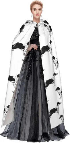 Vista 4 de Capa de Border Collies para Halloween capa de bruja capa con capucha para adultos