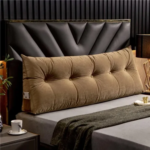 Vista 14 de Almohada triangular grande para cabecero beige con cuña para cama, almohada de lectura, respaldo de posicionamiento, cojín con funda extraíble