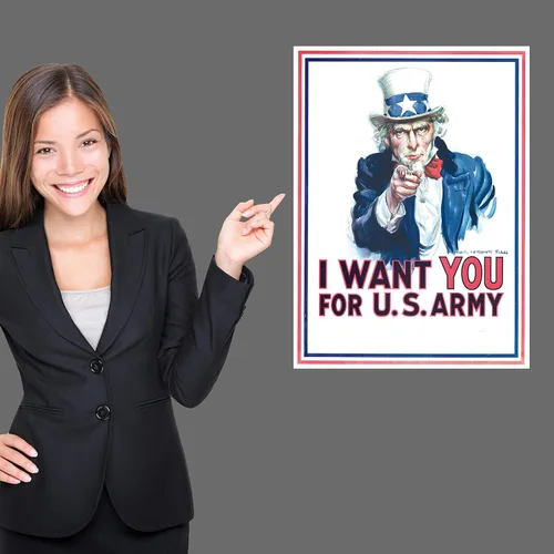 Vista 4 de Palace Learning Tío Sam - Póster con texto en inglés "I Want You For U.S. Army Poster – Póster de la Segunda Guerra Mundial – Segunda Guerra Mundial