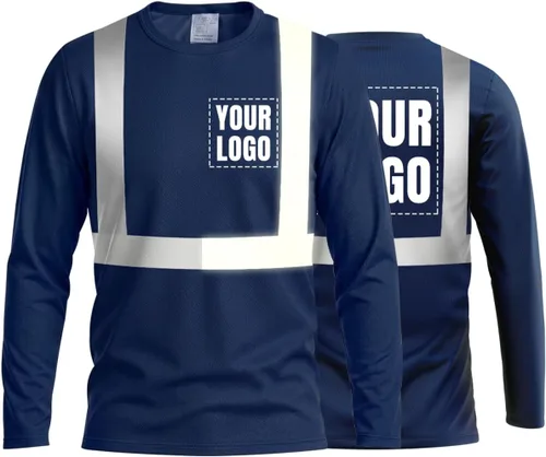 Vista 19 de La alta visibilidad reflexiva de las camisetas de la seguridad del logotipo de encargo Hola Vis de Verde neón - Estilo 8