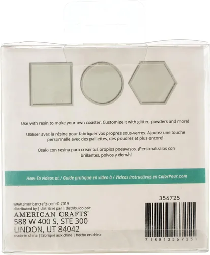 Vista 3 de AMERICAN CRAFTS Molde de color para verter 3 piezas, posavasos - círculo, cuadrado y hexagonal