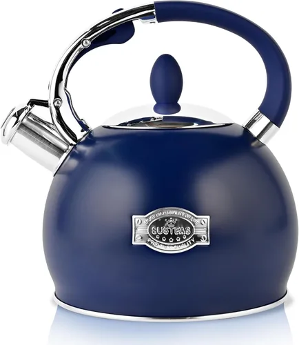 Vista 11 de SUSTEAS Tetera Silbante para Estufa - Tetera de Té de Acero Inoxidable Grado Alimenticio con Mango Ergonómico de Toque Frío, Con 1 Guante de Negro