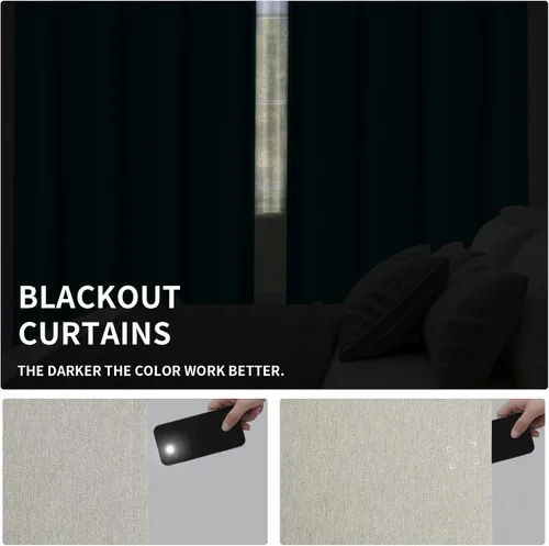 Vista 6 de Easy-Going - Cortinas opacas con aspecto de lino para oscurecer la habitación, con ojales para ventana, cortinas para dormitorio, sala de estar