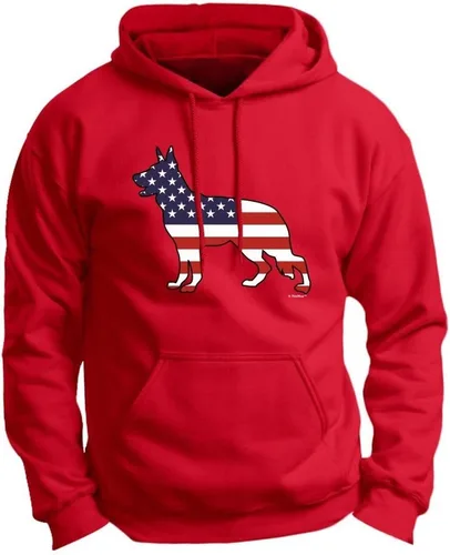 Vista 6 de ThisWear Sudadera con capucha de primera calidad con diseño de pastor alemán y bandera estadounidense