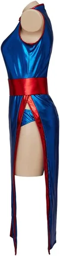Vista 4 de iSHOWcos Disfraz de cosplay de Chi Chi para mujer, vestido azul sexy, traje de Halloween