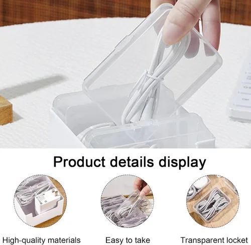 Vista 3 de Caja organizadora de cables con múltiples cajas de almacenamiento de cables de escritorio para cables de carga, accesorios de uso en casa, oficina