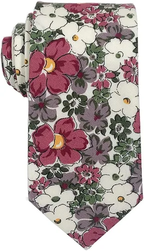 Vista 42 de Corbata de algodón floral para hombre, corbata delgada impresa de 2.56'' 01-Bean Pasta Rosa