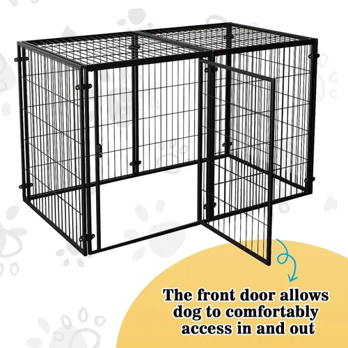 Vista 3 de XPIY Jaula grande para perros – Perrera de metal para perros medianos y pequeños, segura para interiores y exteriores, jaula grande para cachorros