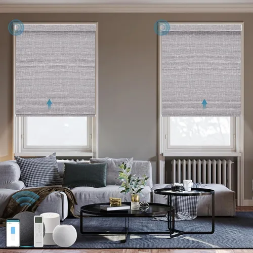 Vista 17 de Persiana Motorizada, Compatible con Homekit Thread-Enabled, Persianas Inteligentes 100% Opacas con Control Remoto, Persiana Enrollable Eléctrica