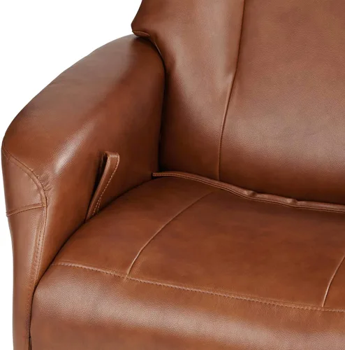 Vista 8 de Benchmaster Augusta - Sillón reclinable giratorio de piel sintética marrón, moderno, cómodo reposapiés reclinable manual, reposacabezas ajustable