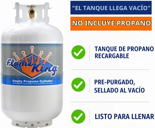 Vista 2 de Flame King - Cilindro de acero del tanque de propano con válvula de protección de desbordamiento tipo 1