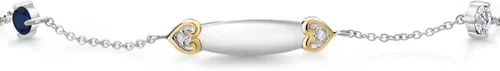 Vista 2 de Gem Stone King Plata 925 y oro amarillo de 10 quilates personalizable zafiro azul G-H diamante cultivado en laboratorio Lazer grabado con nombre