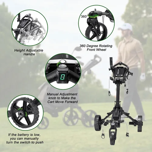 Vista 6 de KVV Electric Golf Push Cart with Remote Control, Super Compact and Lightweight Electric Golf Cart,Smallest Folding Size Electric Golf Cart, Suitable