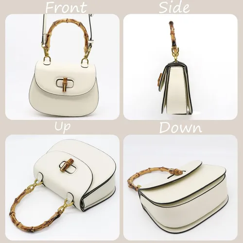 Vista 3 de Bolso de mano para mujer, bolso cruzado con asa superior en forma de bambú