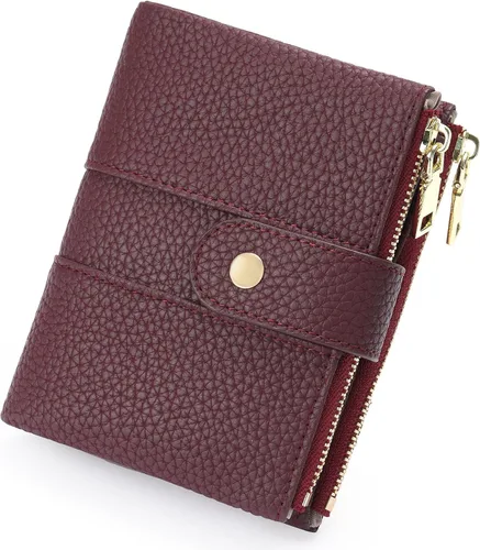 Vista 11 de GOIACII Cartera pequeña para mujer con doble bolsillo con cremallera RFID bloqueo cartera de cuero para mujer