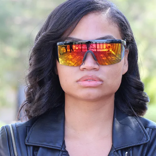 Vista 4 de Flawless Eyewear - Gafas de seguridad parcialmente sin marco, estilo retro, mica con reflejo de arco iris, gafas de sol, patas en zigzag