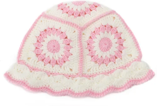 Vista 2 de Sombrero de pescador de ganchillo para mujer, tejido hecho a mano, plegable, flexible, a la moda, lindo, cómodo e informal