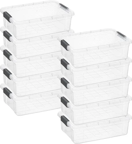 Vista 15 de Superio Mini contenedor de almacenamiento de plástico para crayón, suministros de arte y estuche de costura, organizador pequeño apilable