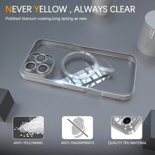 Vista 2 de IAIYOXI Funda magnética transparente para iPhone 7 con protección completa de lente de cámara, compatible con MagSafe, funda de teléfono de TPU
