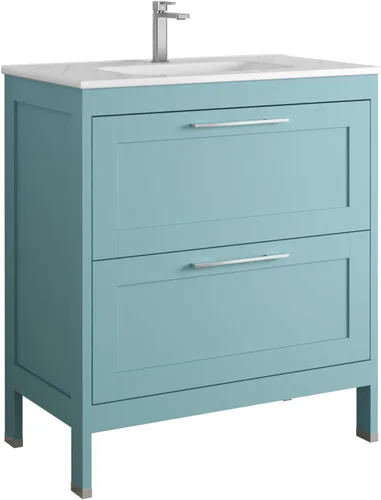 Vista 4 de DAX Lakeside - Tocador individual de madera y porcelana con lavabo Onix, 32 pulgadas, azul profundo
