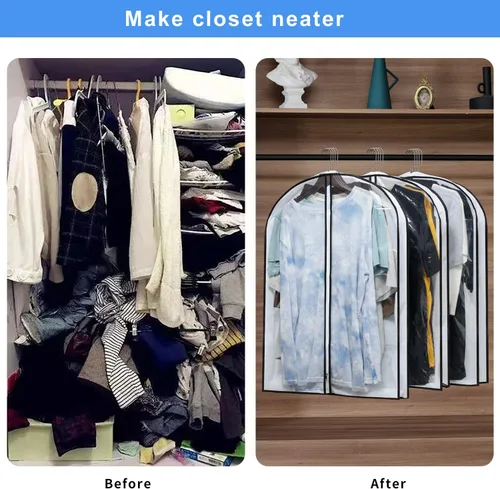 Vista 6 de Mskitchen Almacenamiento de ropa colgante con fundas reforzadas de 4 pulgadas (juego de 6) – Traje transparente, suéter, camisa, protectores