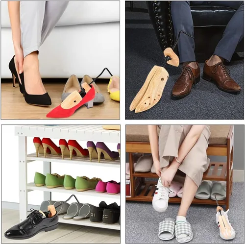 Vista 7 de PoTao 2 unidades de camillas de madera para zapatos, longitud y ancho ajustables, ampliadores de zapatos de madera para hombres y mujeres