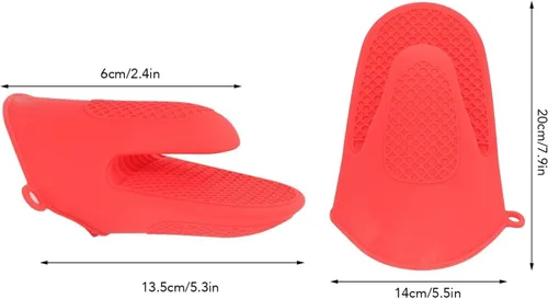 Vista 2 de 2 pares de guantes de silicona para horno, mini guantes de horno y mini manoplas de silicona antideslizantes para cocina, cocina y hornear (rojo)