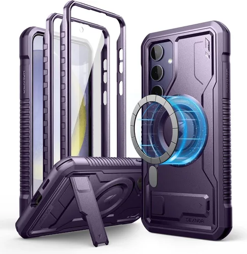Vista 12 de Dexnor Funda magnética para Samsung Galaxy S24 Plus con soporte, 2 marcos frontales y protector de pantalla integrado, compatible con Magsafe, a