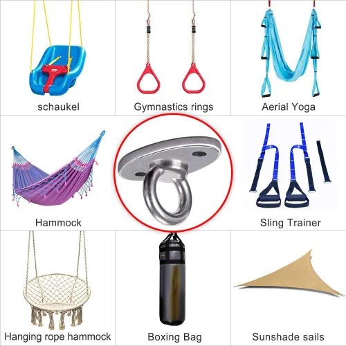 Vista 2 de SELEWARE Soporte de techo de acero inoxidable fundido para columpio, anclaje de pared, columpio de yoga, hamaca para silla, correas de suspensión