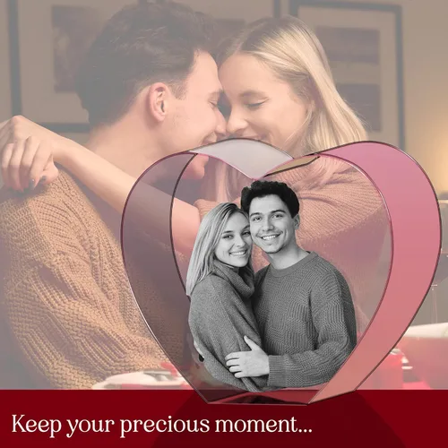 Vista 9 de Corazón de fotos de cristal 3D personalizado, recuerdo de imagen grabado personalizado para parejas, aniversario, día de San Valentín, regalos