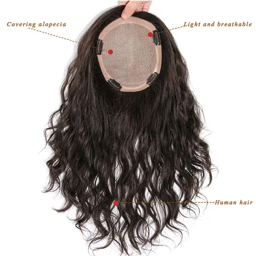 Vista 5 de RemeeHi Toppers de cabello humano con clip en pieza rizada para mujeres con cabello delgado, parte natural, base de seda invisible, 5.5x5.5 in