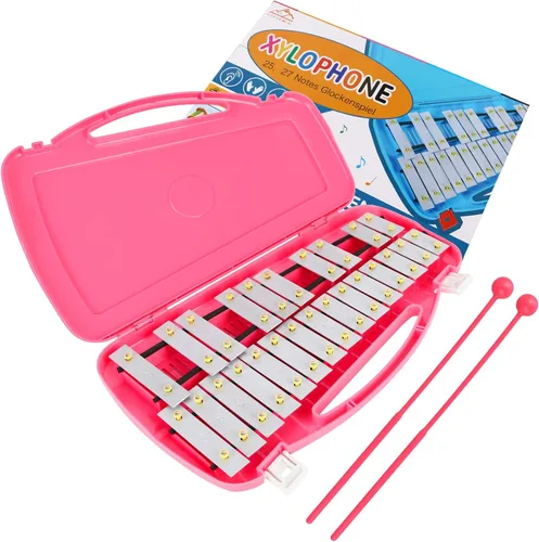 Vista 7 de EASTROCK 25 Notas Xilófono profesional Glockenspiel con caja Stick Negro Aluminum Alloy Piano Keys ABS Hard Storage Box Percussion Instrument Kit