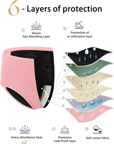 Vista 4 de Ropa interior para mujer sin fugas a prueba de fugas 2.0 para período de flujo pesado