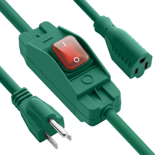 Vista 12 de Cable de extensión de interruptor de encendido/apagado impermeable para exteriores, resistente 125 V/250 V, cable SJTW negro (1.5 pies, negro)