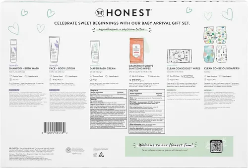 Vista 5 de The Honest Company Set de regalo para la llegada del bebé, esenciales para recién nacidos, caja de bienvenida, pañales, toallitas, cuidado personal