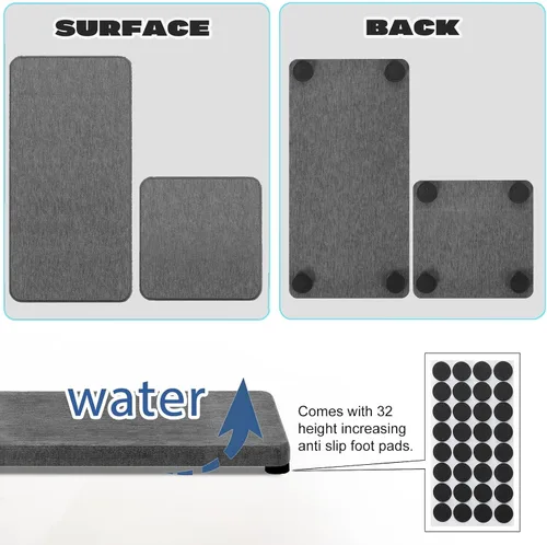 Vista 4 de Bandeja de piedra absorbente de agua para fregadero, bandeja de fregadero de piedra de secado rápido, bandejas de diatomita absorbentes de agua