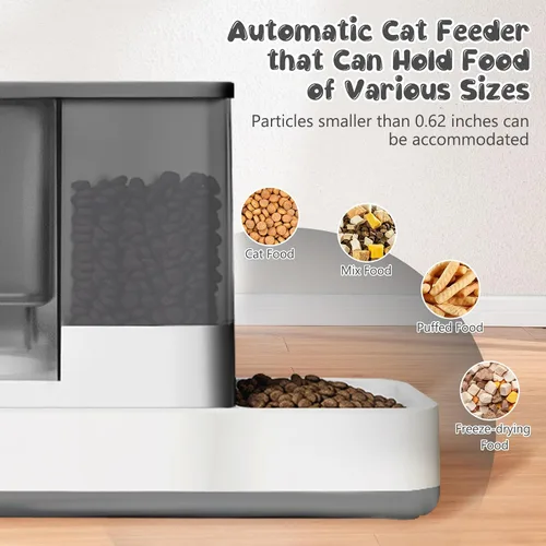 Vista 5 de GearRoot Alimentador automático para gatos y dispensador de agua, 2 en 1, dispensador de alimentos para mascotas por gravedad y dispensador de agua