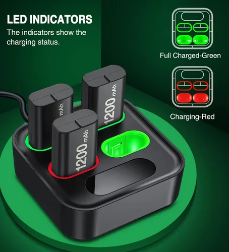 Vista 6 de Cargador para Xbox One de batería recargable estación de carga para Xbox One Controller Battery Pack accesorios Xbox One con batería Xbox de 4 x