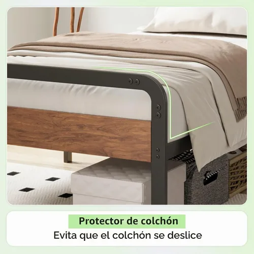 Vista 5 de Richwanone Base de cama Twin XL de 14 pulgadas con cabecero y pie de cama de madera, marco de plataforma de metal con soporte de listones de acero