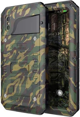 Vista 12 de Beasyjoy Funda de metal para iPhone Xs iPhone X/10, resistente al agua, resistente, protección de cuerpo completo, a prueba de golpes, resistente