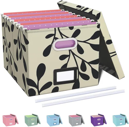Vista 22 de Oterri Organizador de Archivos, Caja de Archivos, Gabinete de Archivos para Almacenamiento de Carpetas de Archivos Tamaño Carta, Organizador
