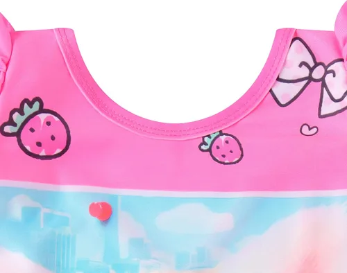 Vista 2 de Toddler Girl Turning Red Swimsuit Kids Cartoon Panda Ruffler Swimwear Princess One Piece Bathing Suit