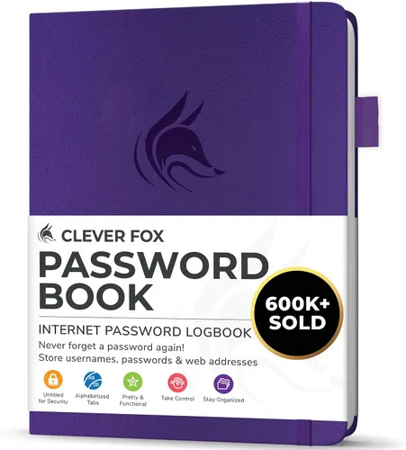 Vista 27 de Clever Fox Libro de contraseñas con pestañas alfabéticas, 4"x5.5" Keeper