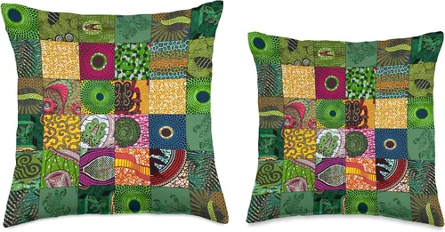 Vista 3 de Nativ Hand Ankara Kitenge - Almohada de retazos con estampado de cera africana, 16 x 16, multicolor